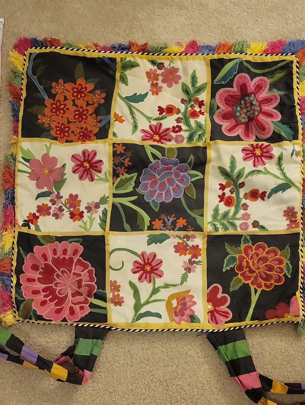Pier 1 Patchwork Cushion Cover Embroidered Boho Bohemian Pillow Cases. READ MORE